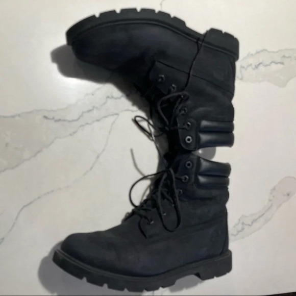 TIMBERLAND Sz Suede Lace Up Combat Moto Style Boots - Picture 4 of 13